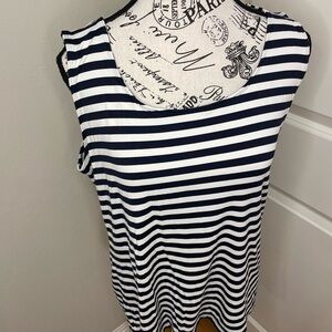 Charter Club Navy and White Striped Tank Top
